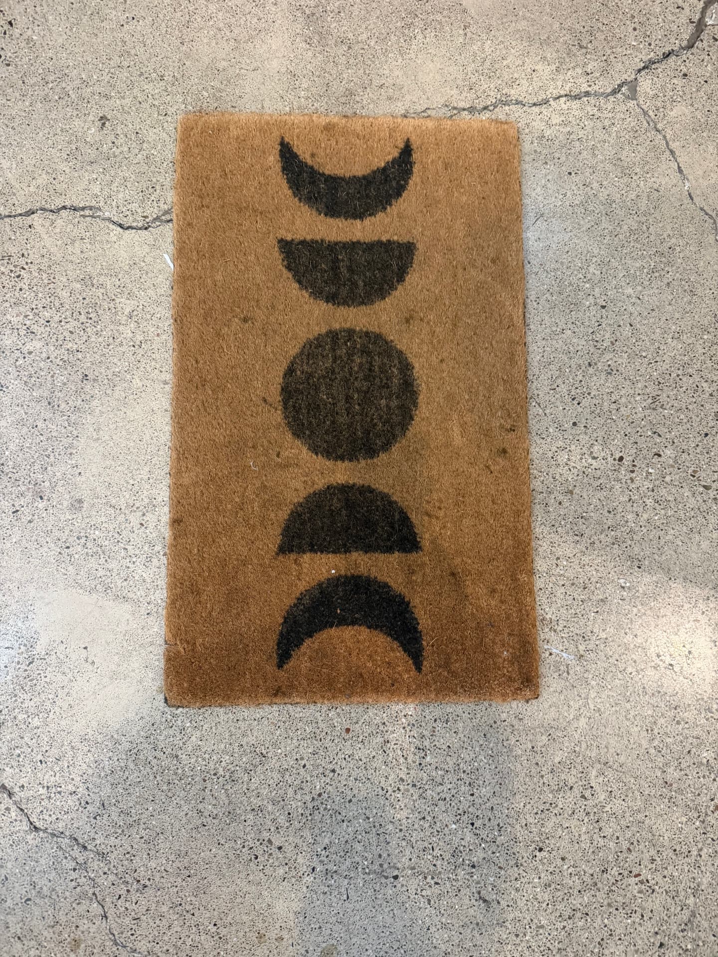 Coir Moon-Phase Entry Doormat — 18" x 30", Well-Used Shop Mat