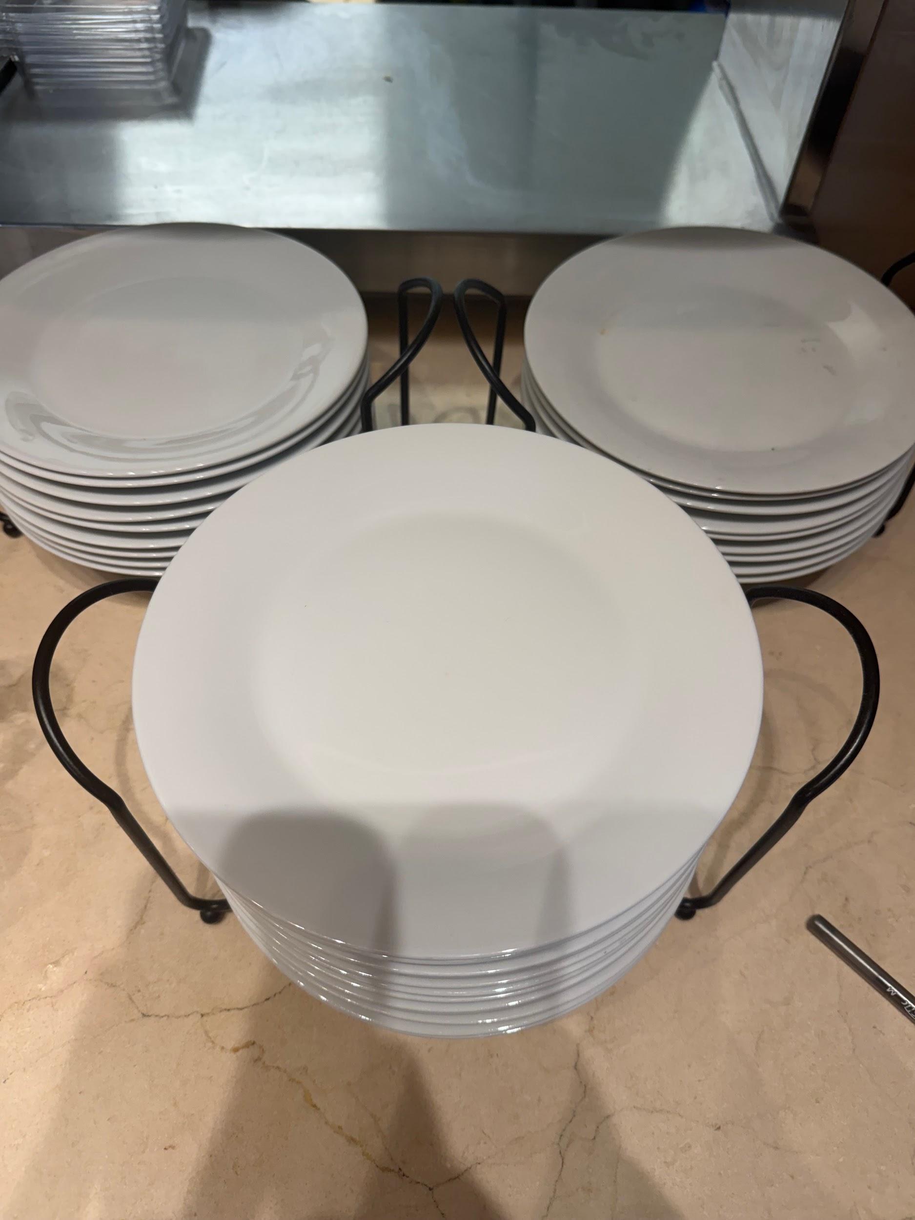 33 White Mini / Dessert Plates with Stackable Racks