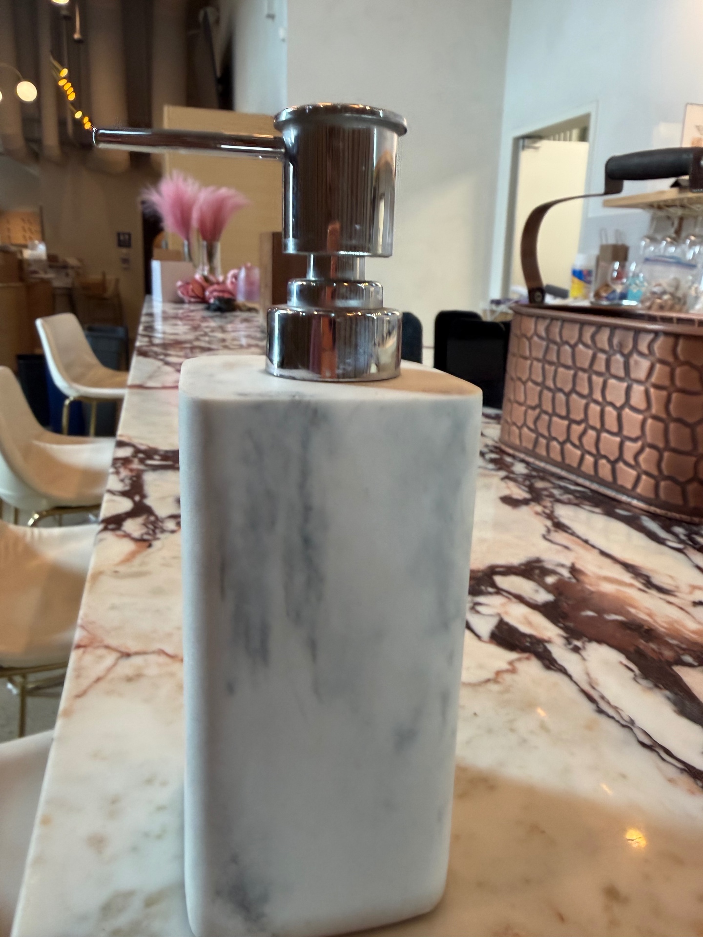 White Marble Soap or Sanitizer Dispenser
