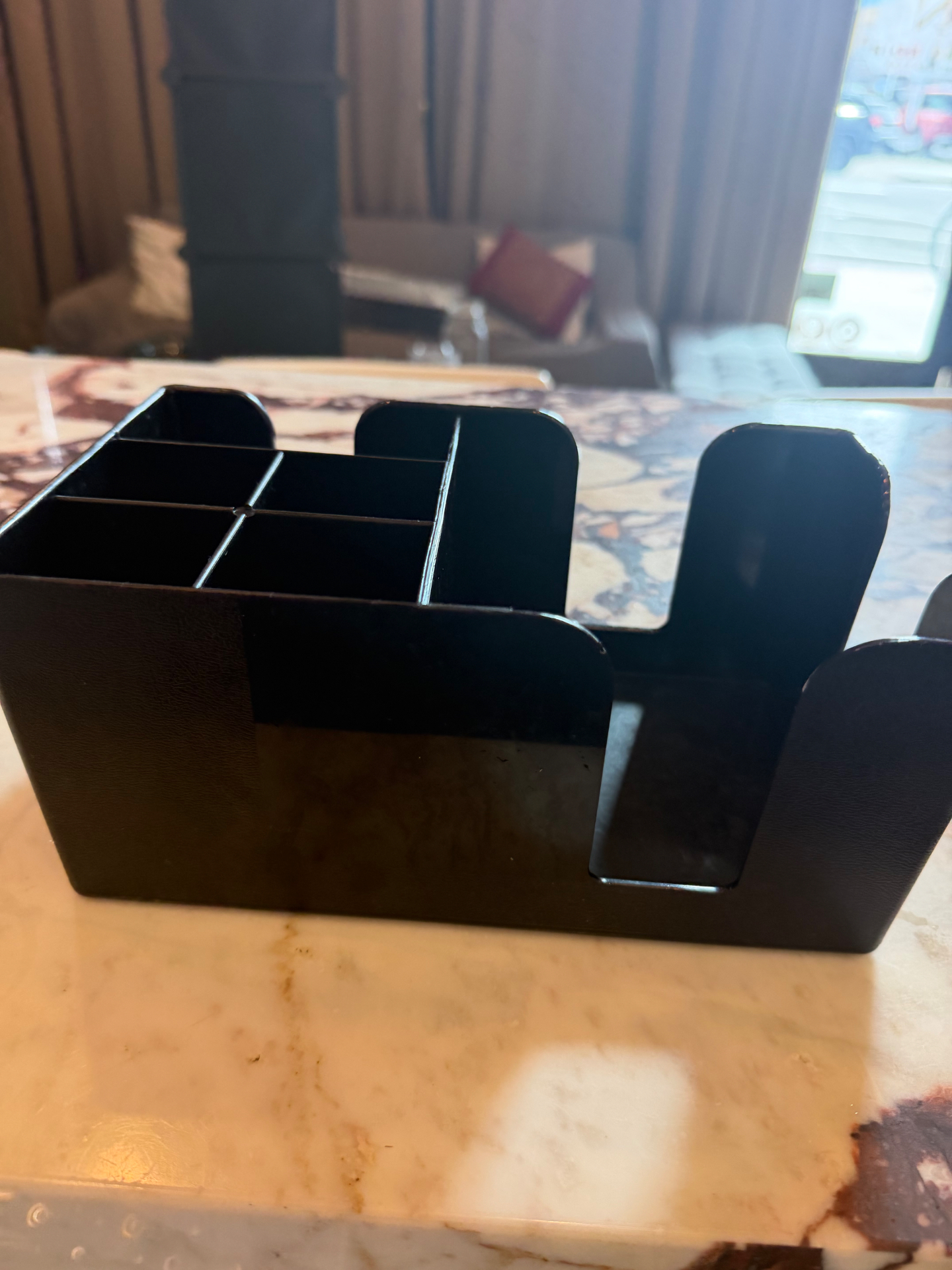 Black Multi-Compartment Bar & Service Organizer