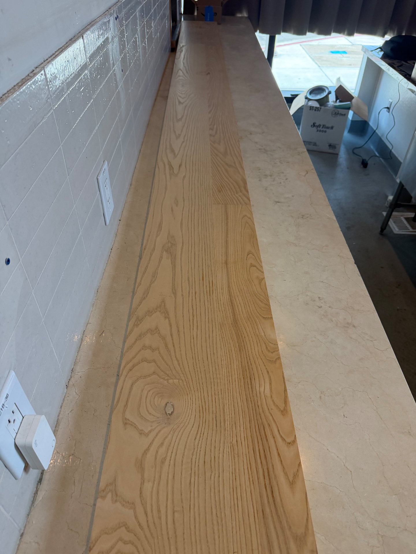 Custom 13-Foot Rift-Sawn White Oak Architectural Shelf — Solid Wood Slab, Sold On Its Own