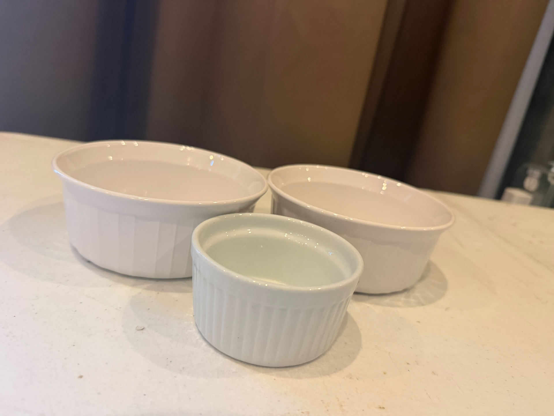 White Ceramic Ramekin & Serving Dish Trio