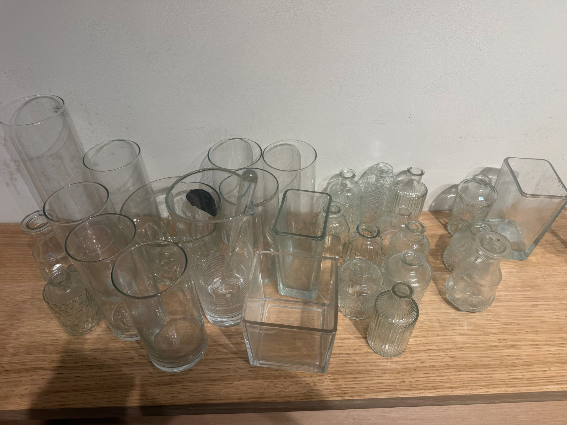 Assorted Clear Glass Vase Collection — 30-Piece Set
