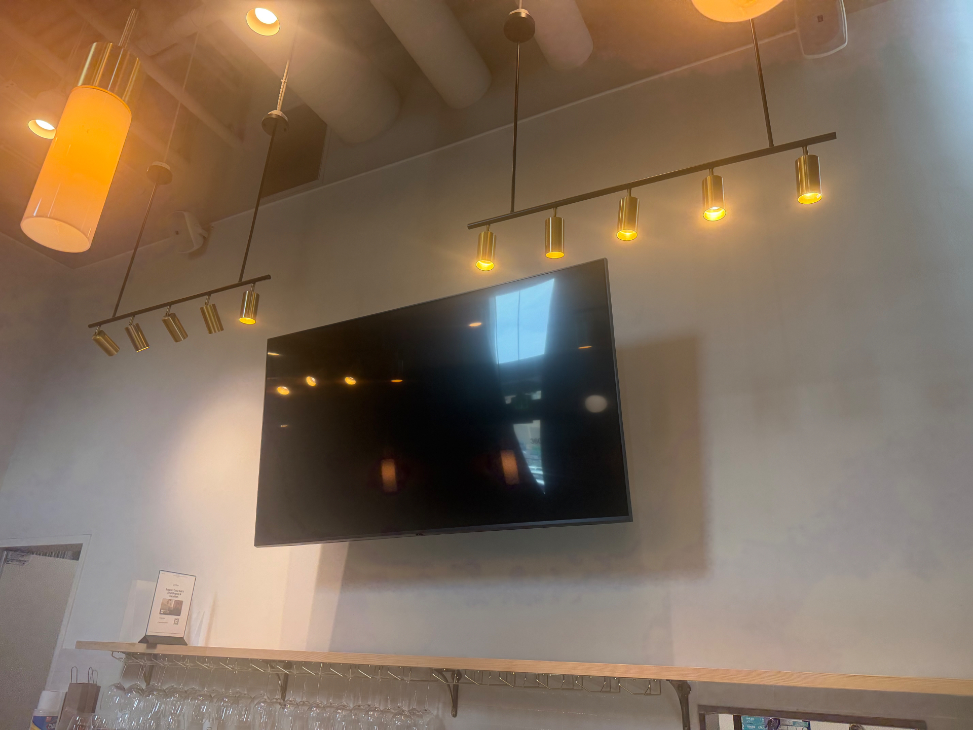 Modern Black & Brass Five-Light Linear Ceiling Fixtures — Set of 5