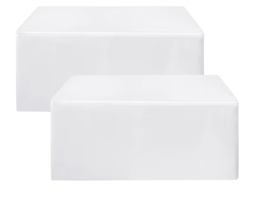 White Fitted Stretch Table Covers (2-Pack) – New