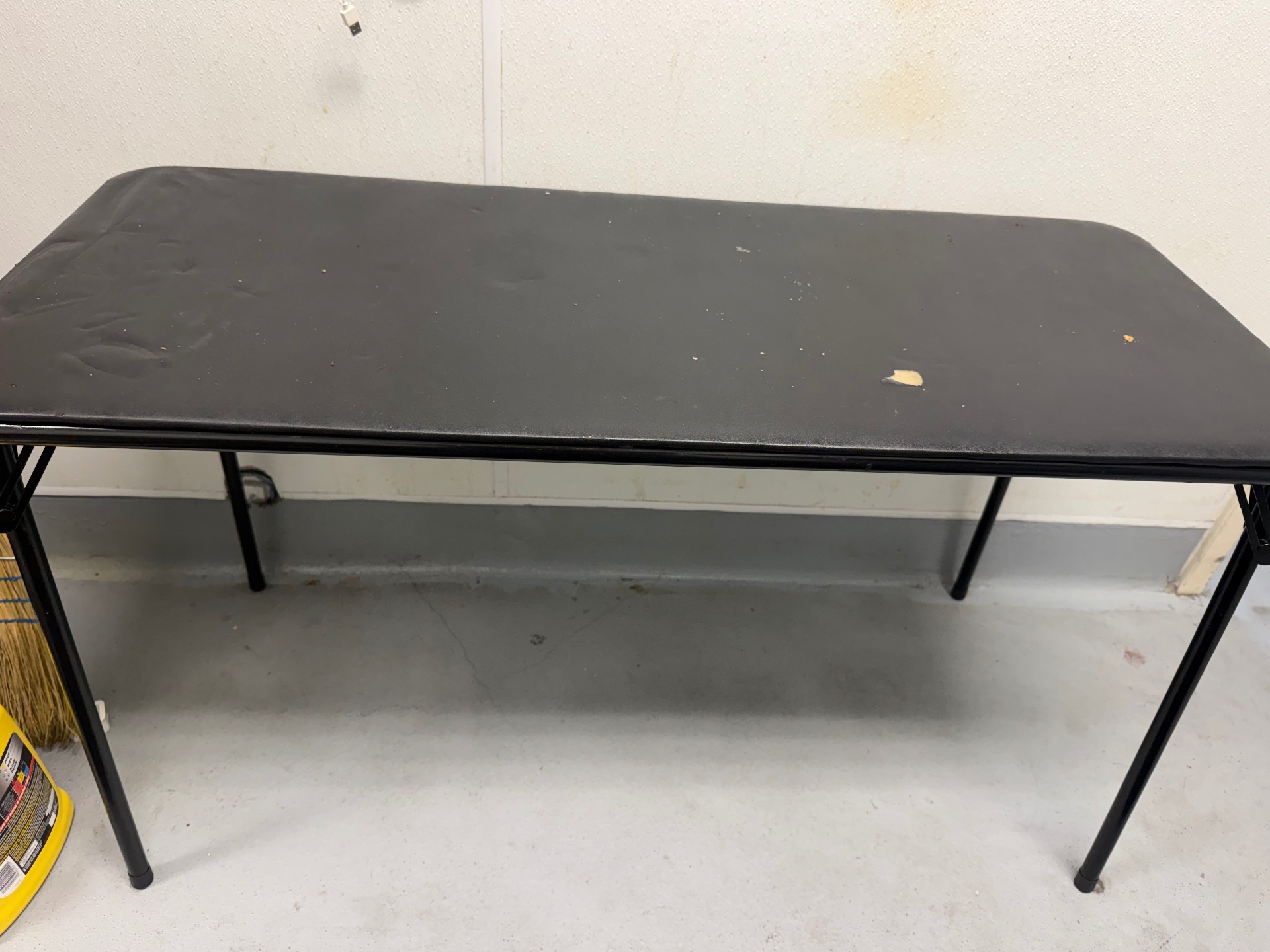 Commercial Folding Utility Table — 48" x 20" Black Metal Top