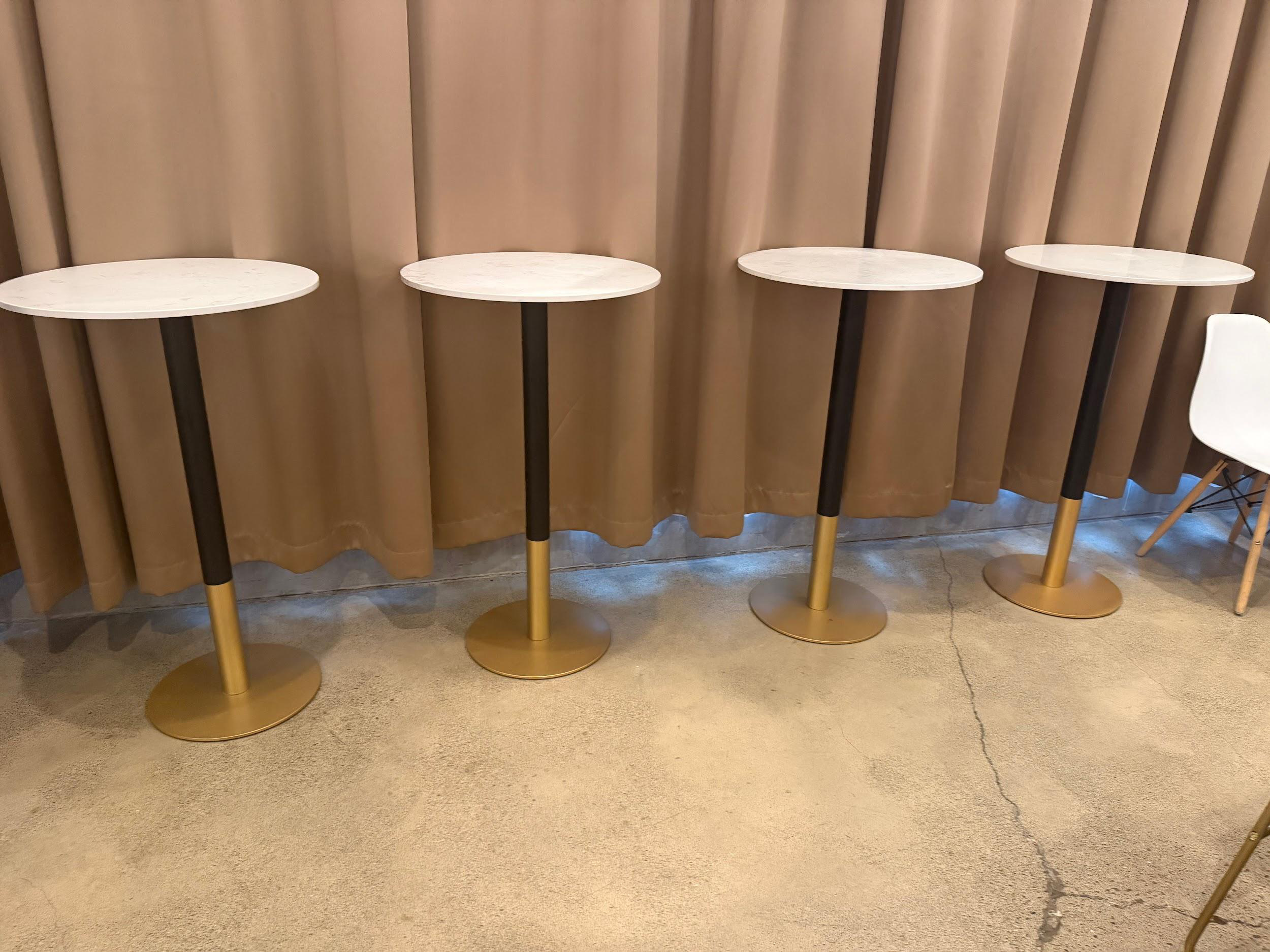4 White & Gold Bar-Height Cocktail Tables