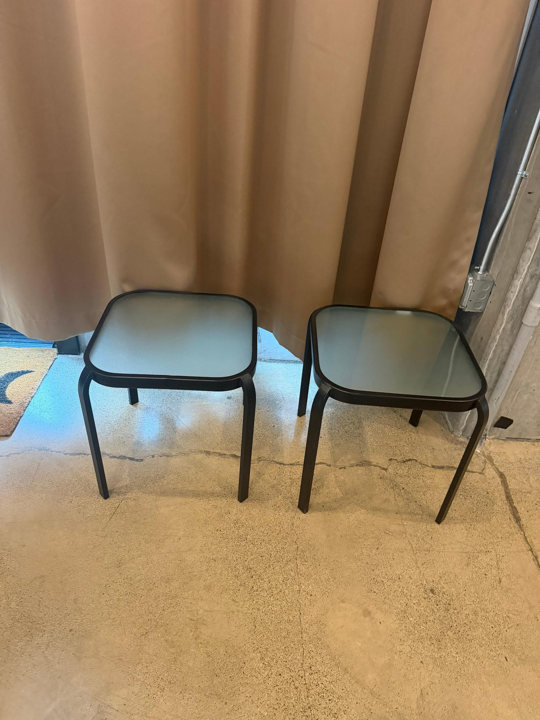 2 Black Glass Side Tables