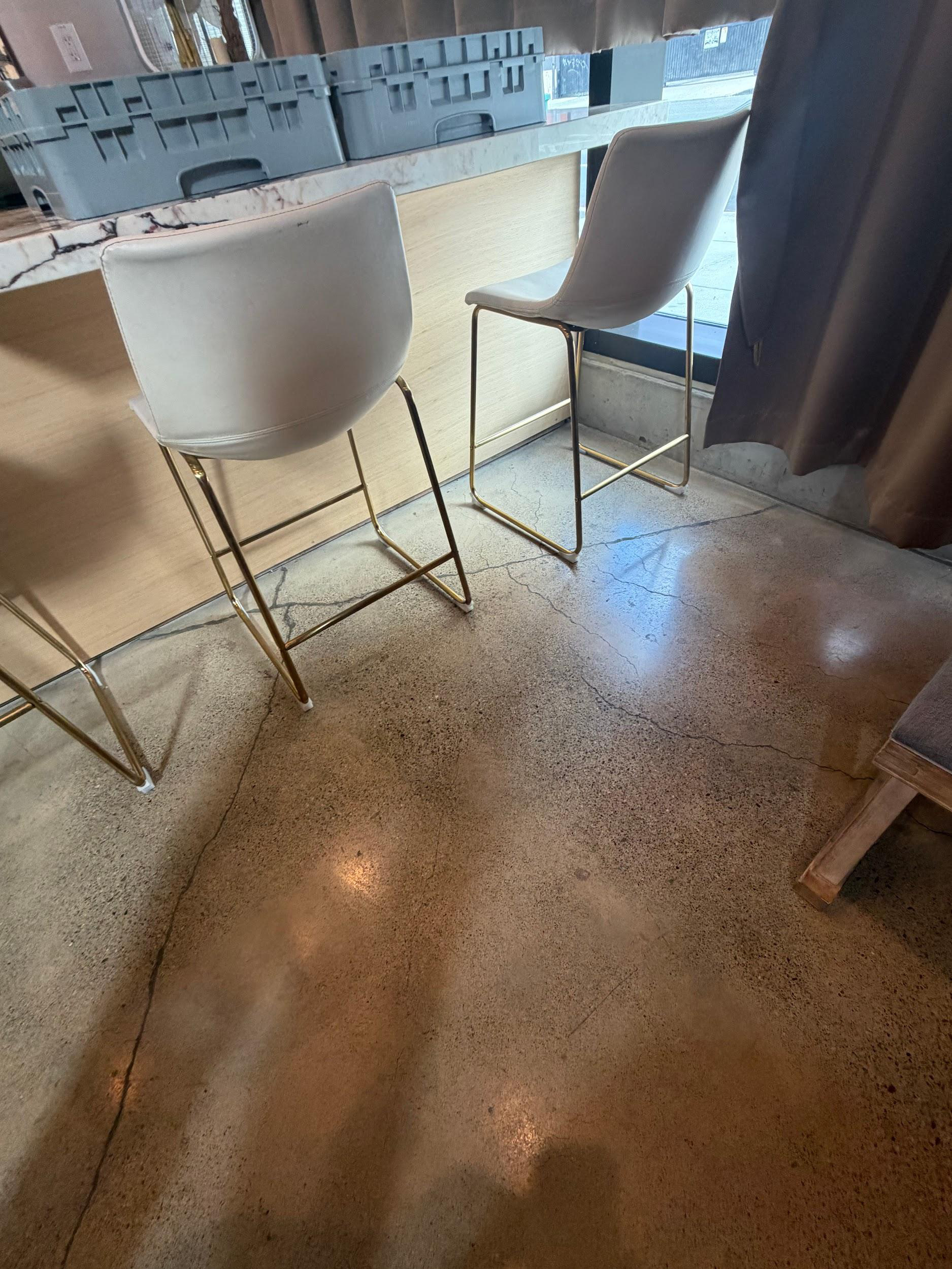 2 Shorter White & Gold Counter Chairs