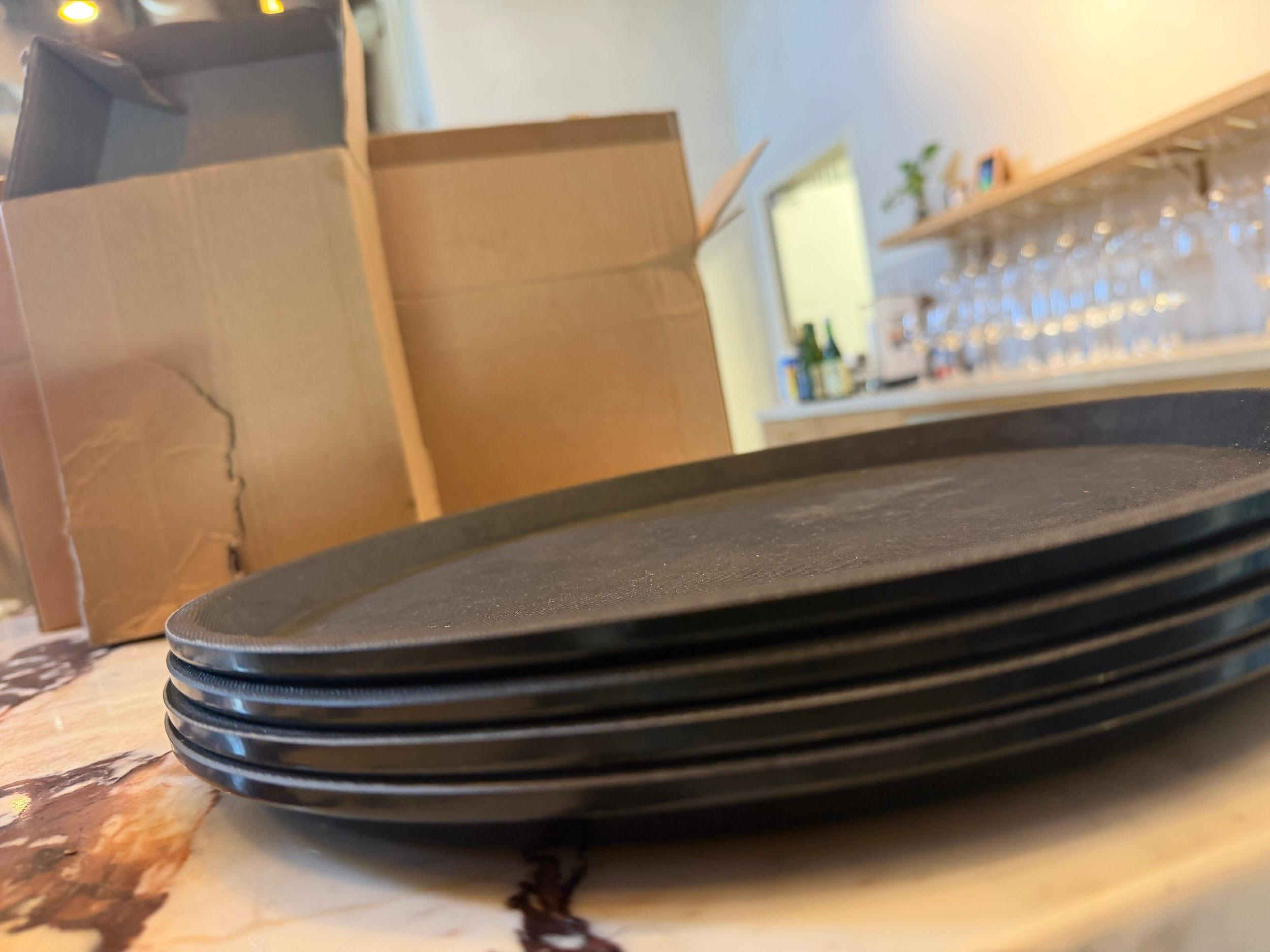 4 Black Oval Serving Trays